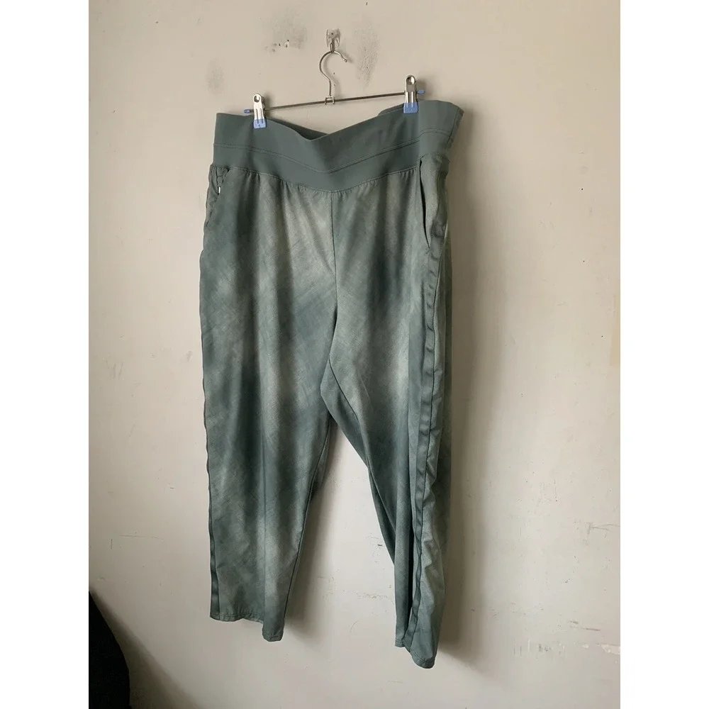 Athleta Womens Pants 18 Green‎ Athleisure Workout Slim Lounge Nolita Tie Dye